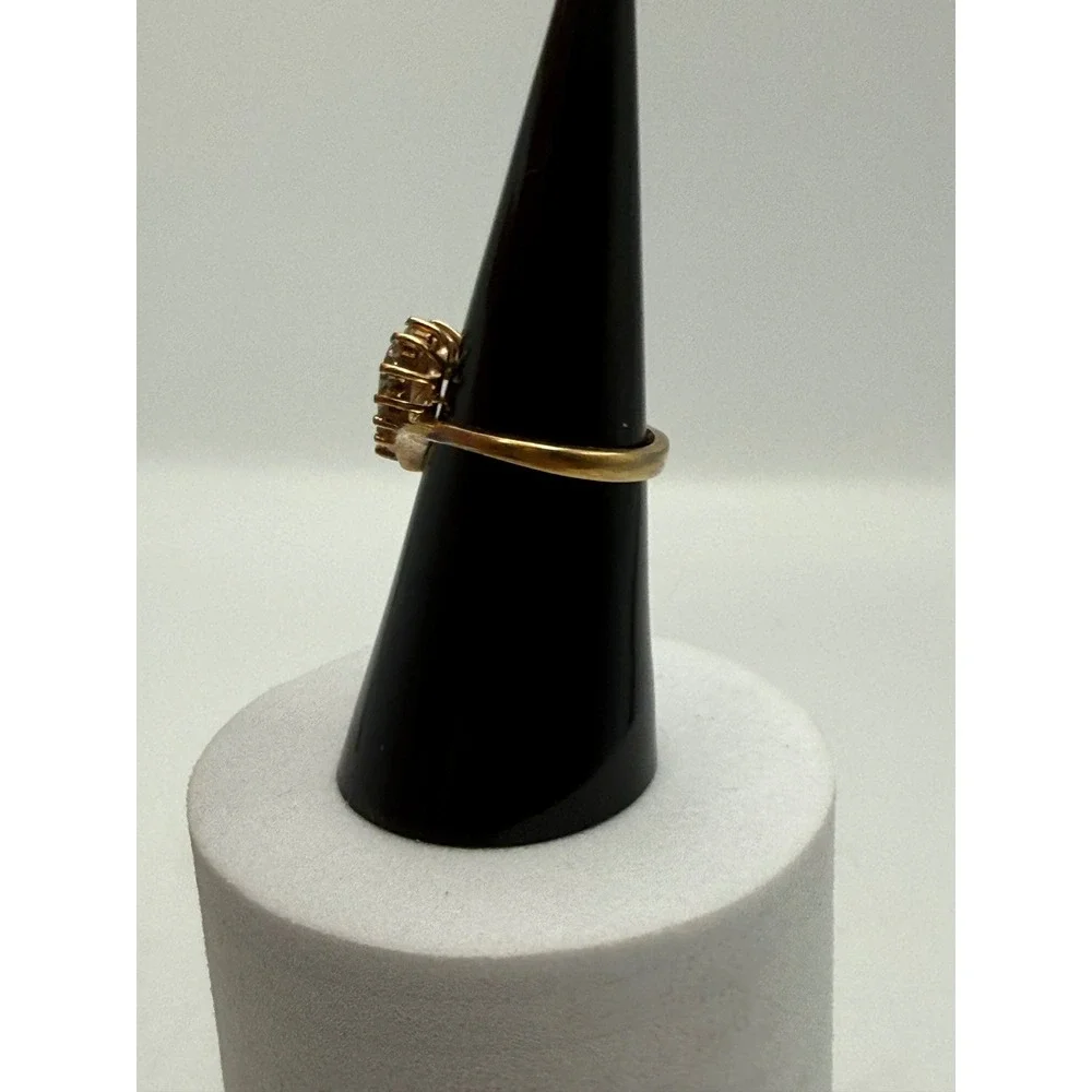 Vintage 14K GE Gold Electroplate Heart Ring Cubic Zirconia Size 6.25